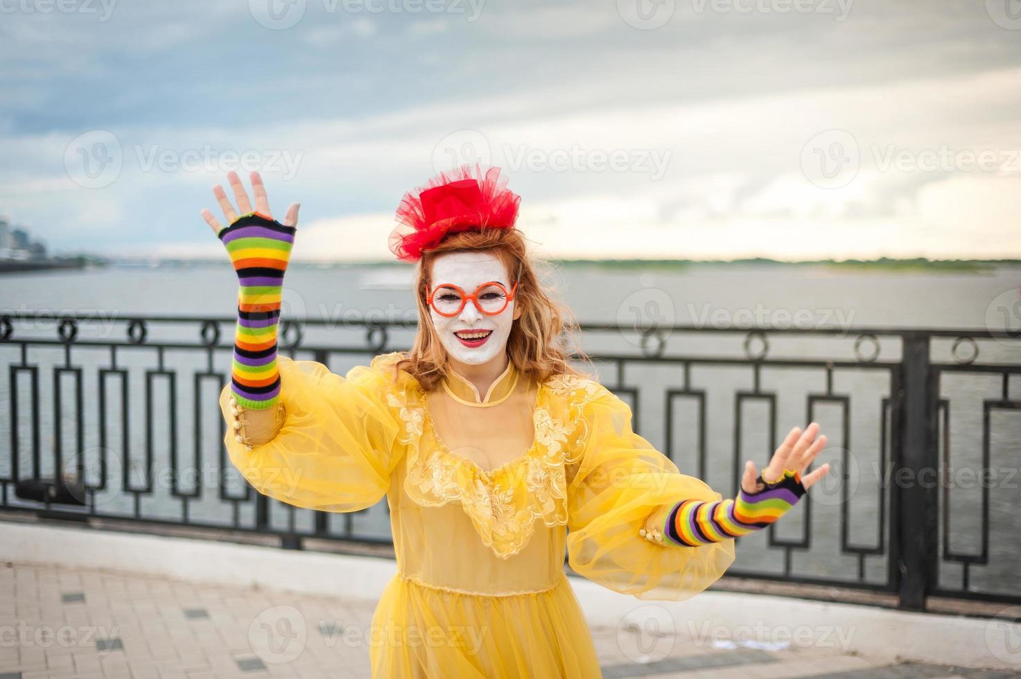 street MIME, trying to float in the air photo