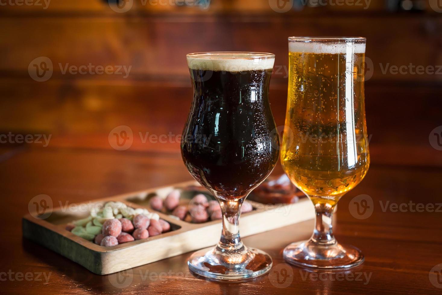 Different varieties of pees are on the bar in the pub photo
