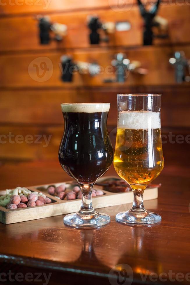Different varieties of pees are on the bar in the pub photo