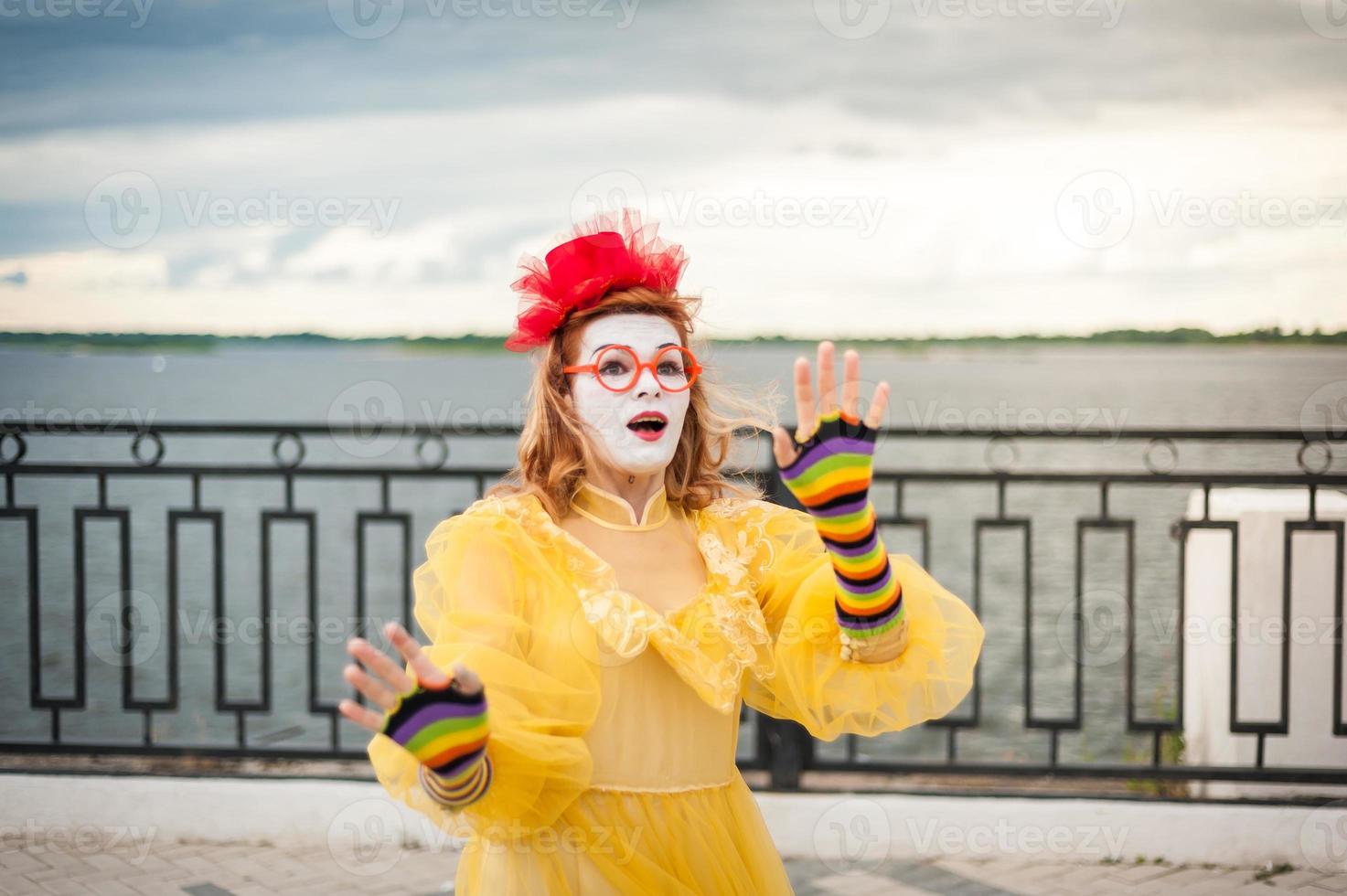 street MIME, trying to float in the air photo