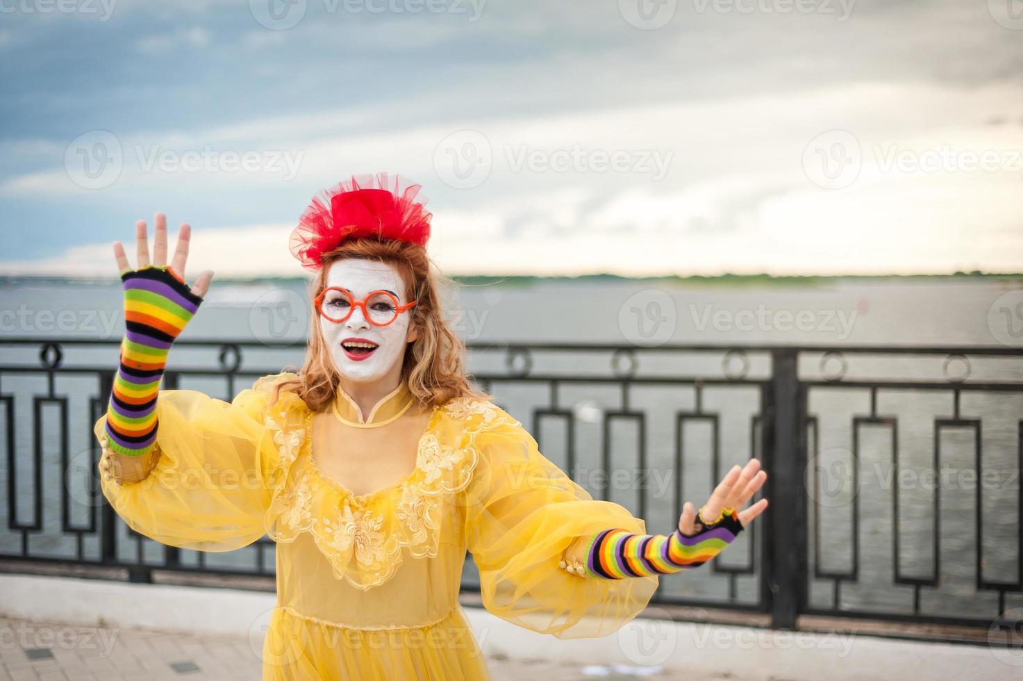 street MIME, trying to float in the air photo