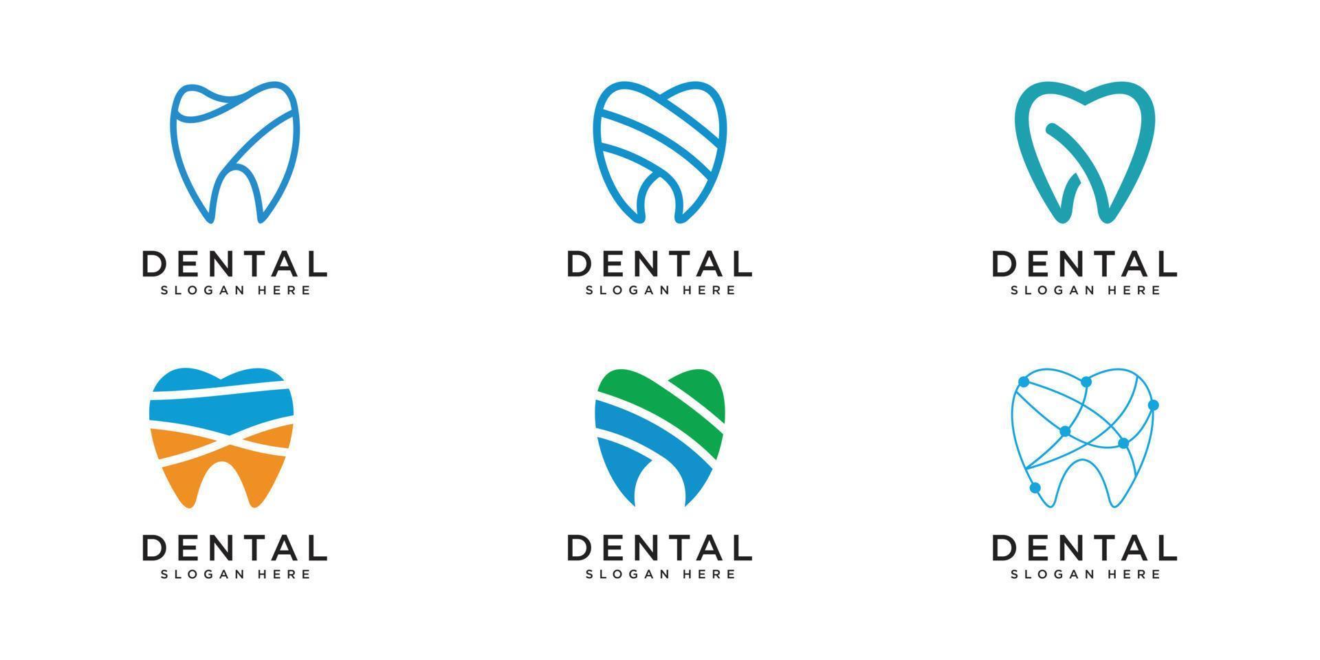 conjunto de vector de diseño de logotipo dental