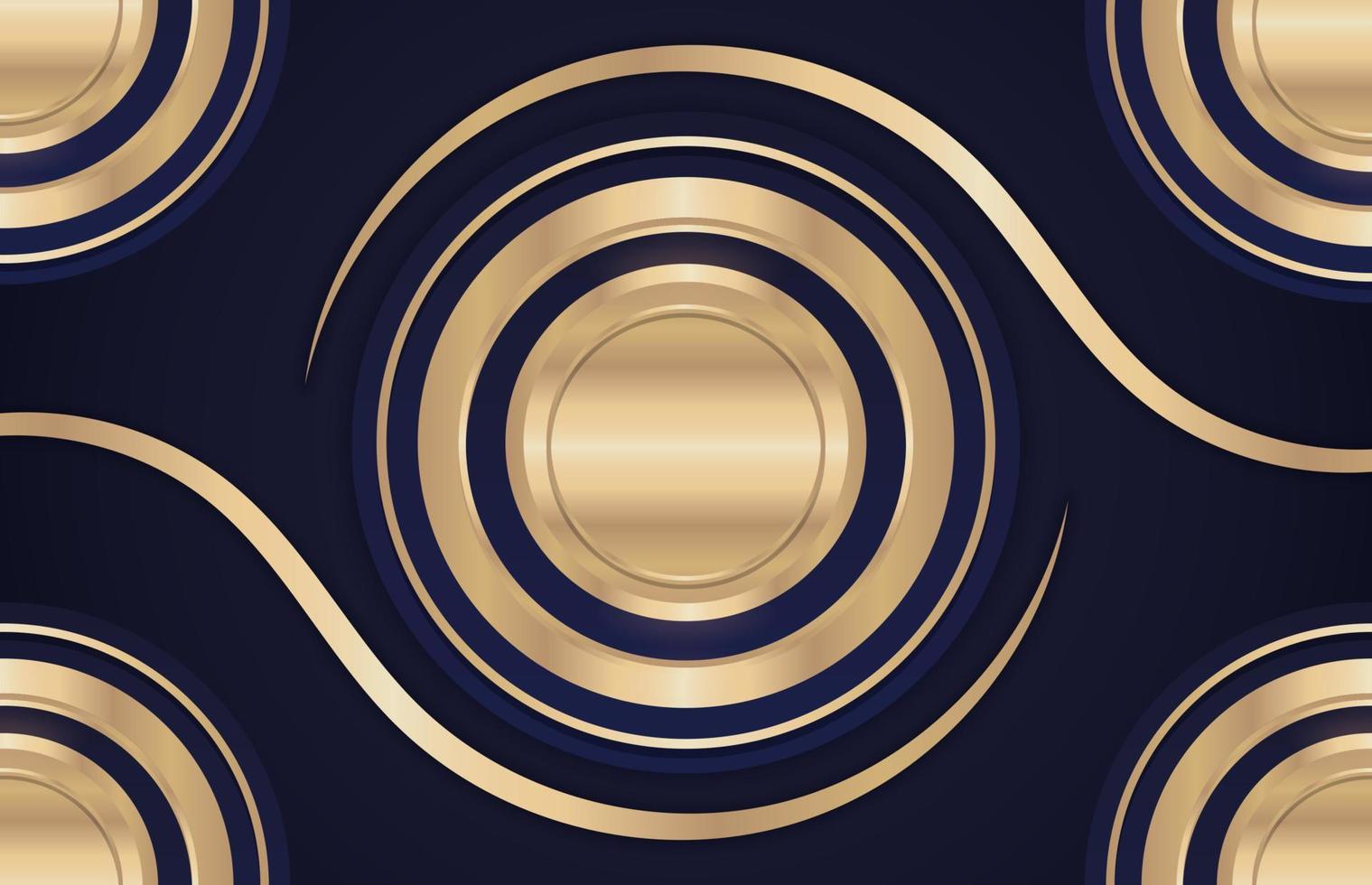 abstract rounded shapes blue and gold with dark blue background vector