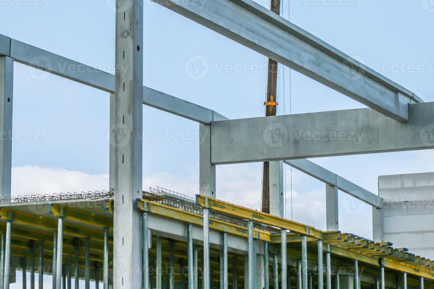 Construction site with precast concrete elements photo