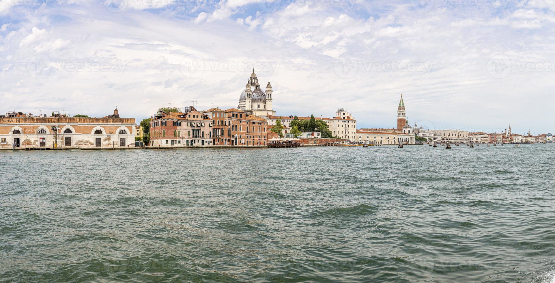 Panoramic view on Venice from lagoon during daytime photo