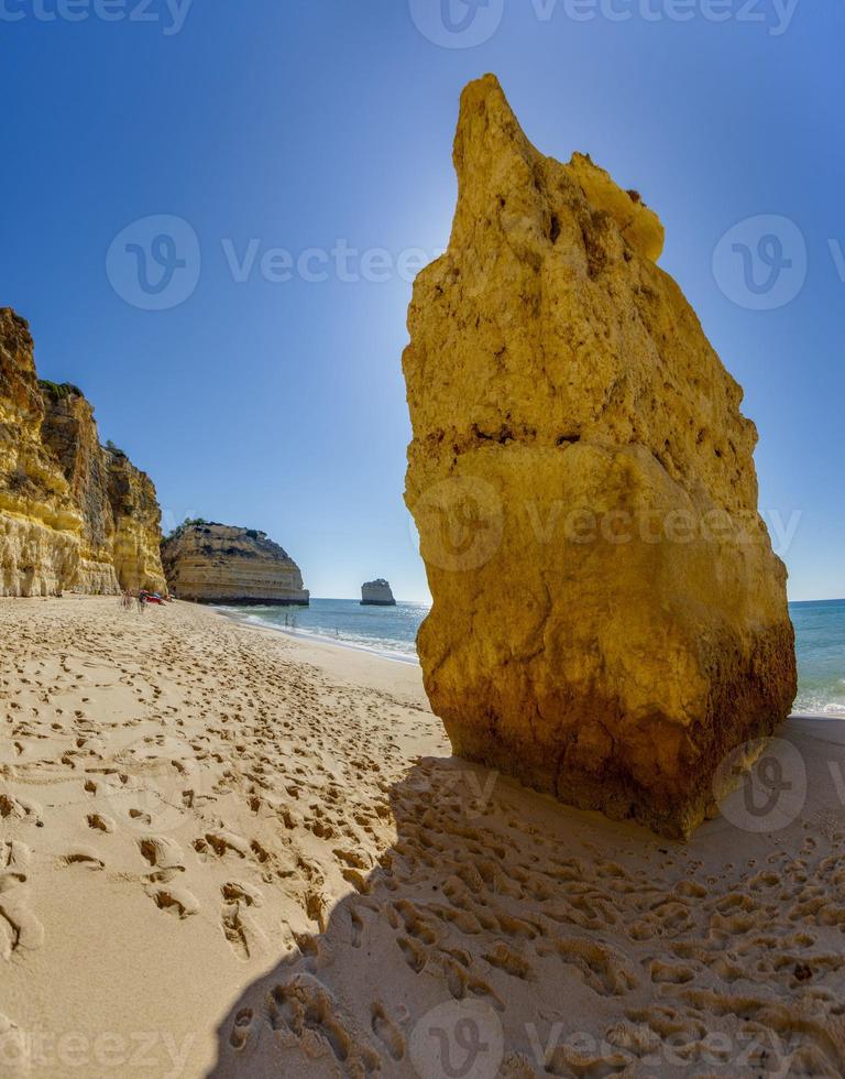 Panoramic view on cliffy Algarve coast in Portugal in summer photo