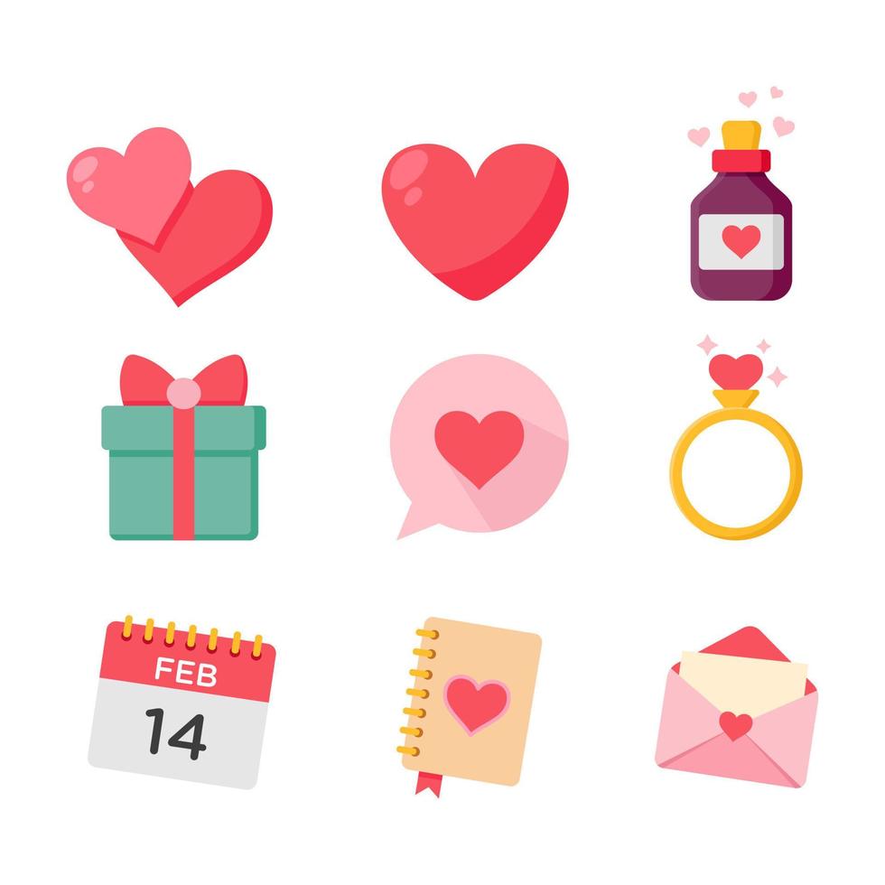 conjunto de iconos del día de san valentín. adecuado para el elemento de diseño de la celebración del día de San Valentín, la decoración de amor y la ilustración de vector de evento romántico.