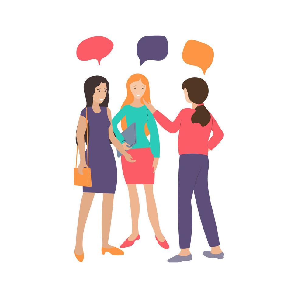 Business women discuss ideas, concepts, friends talk about different topics with each other, pleasant communication vector