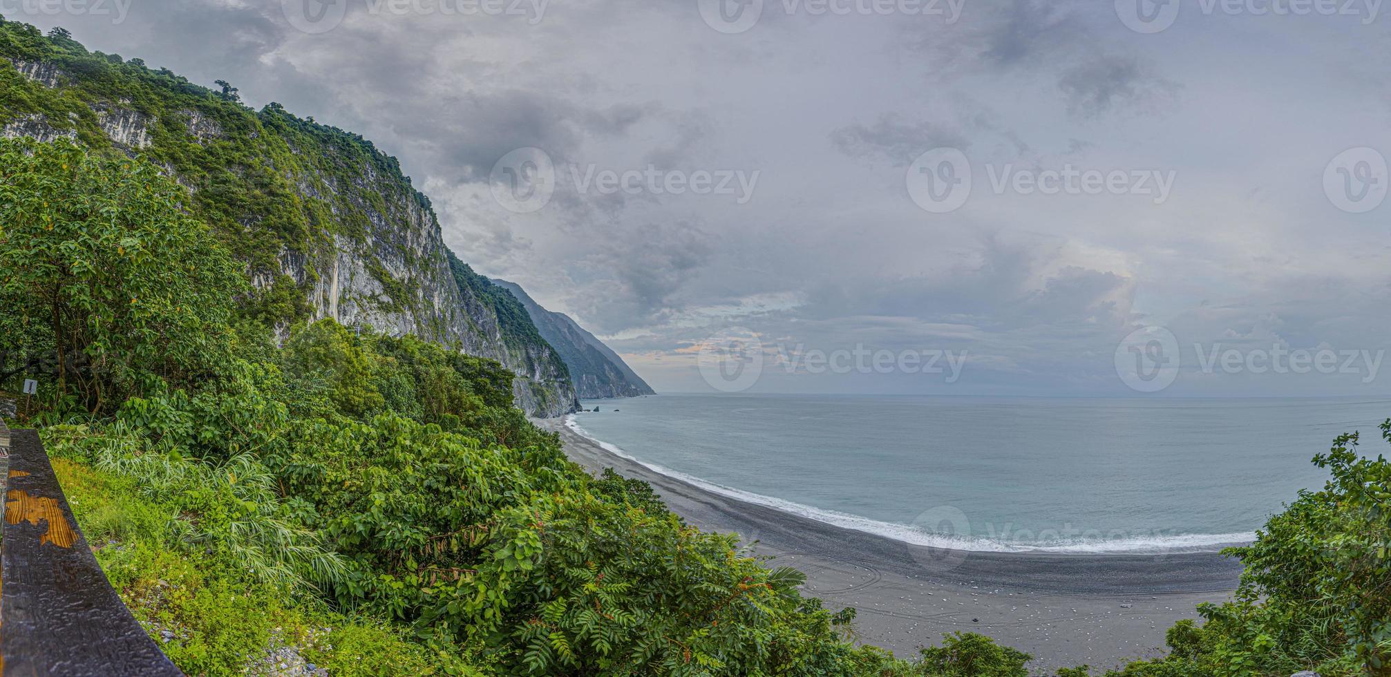 Panoramic view over the famous Qingshui Cliff in Taiwan with cloudy sky in summer photo
