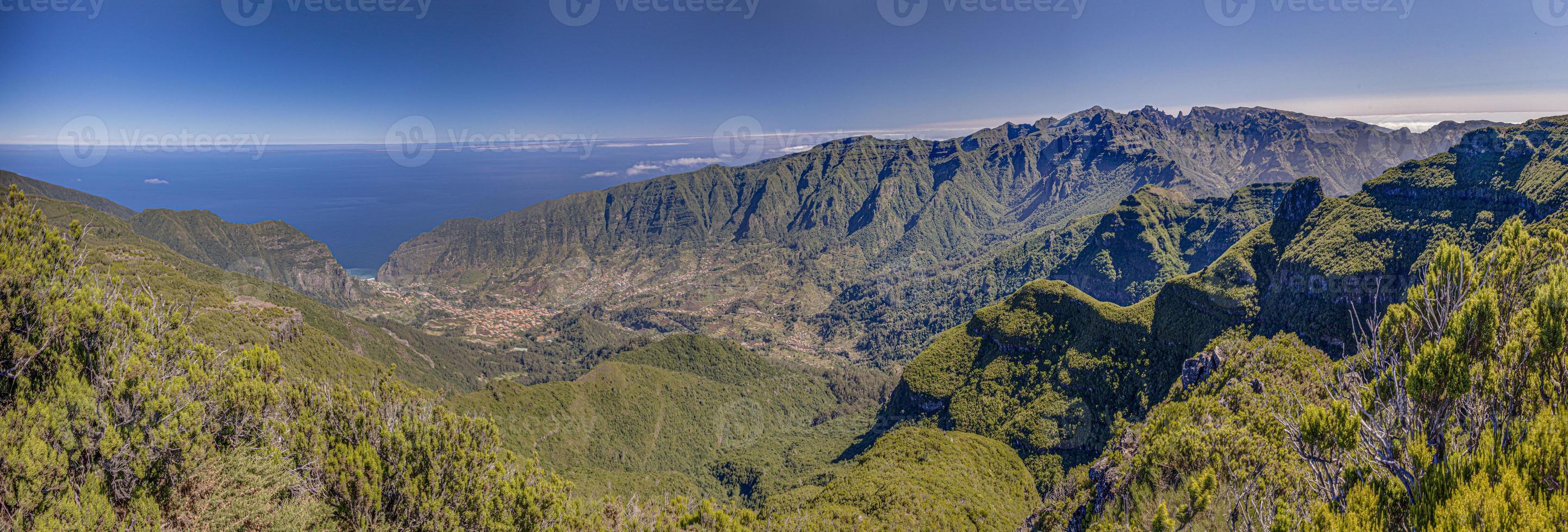 Aerial view over the village Sao Vicente on the Portugese island of Madeira in summer photo