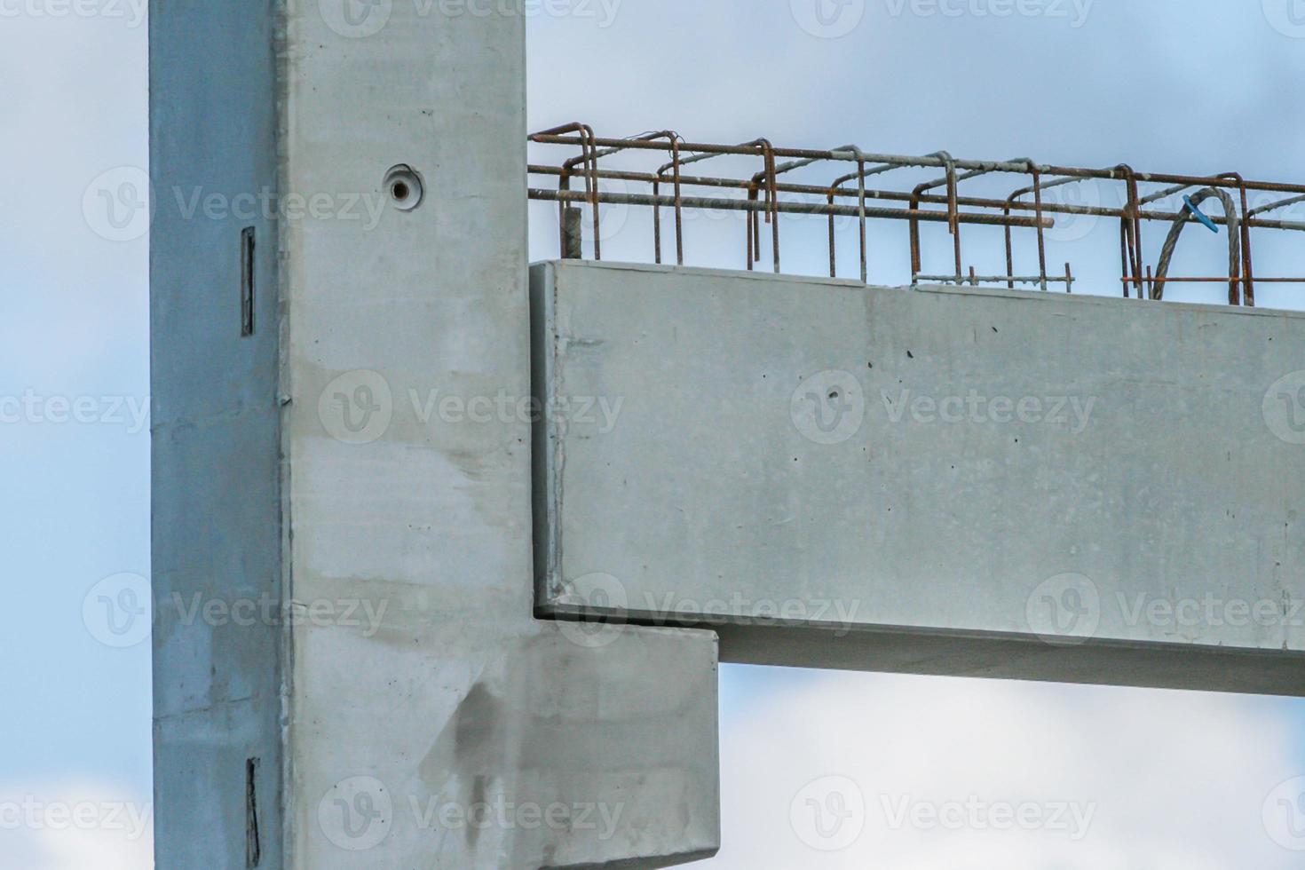 Precast concrete elements during installation on construction site photo