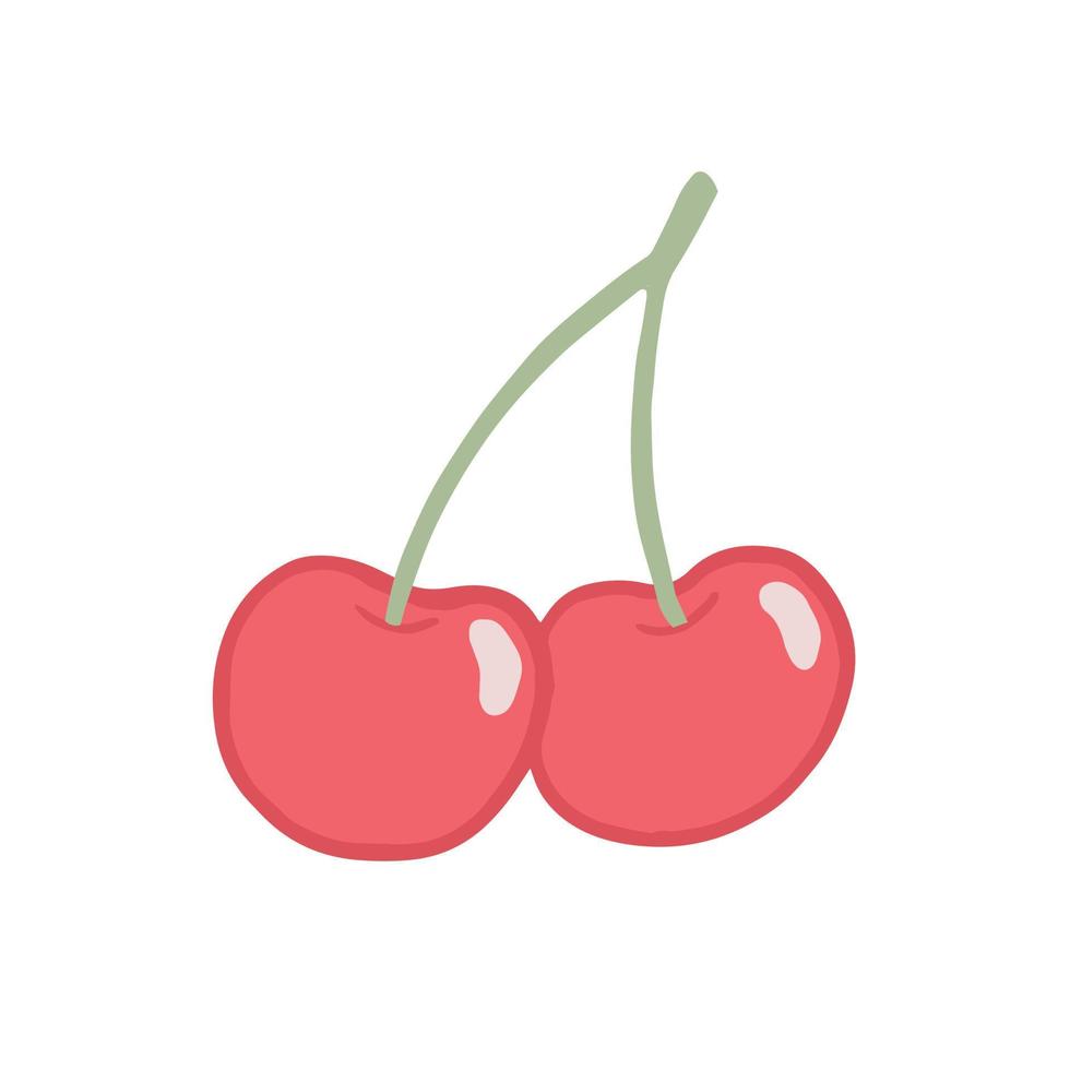 Hand drawn isolated illustration of two cherries with stem vector