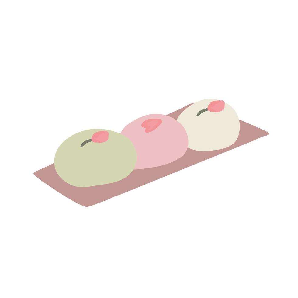 Hand drawn isolated hanami dango or mochi with sakura vector