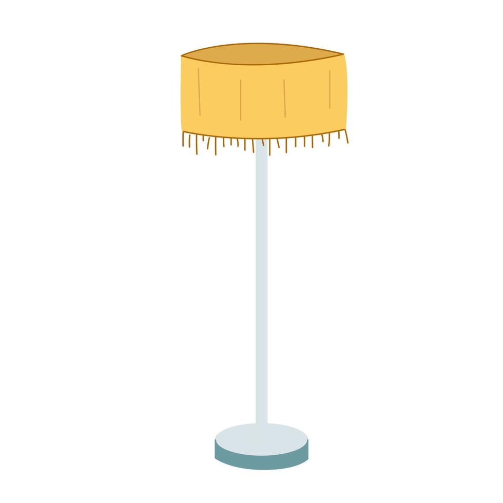 Hand-drawn isolated clip art illustration of modern yellow floor lamp vector