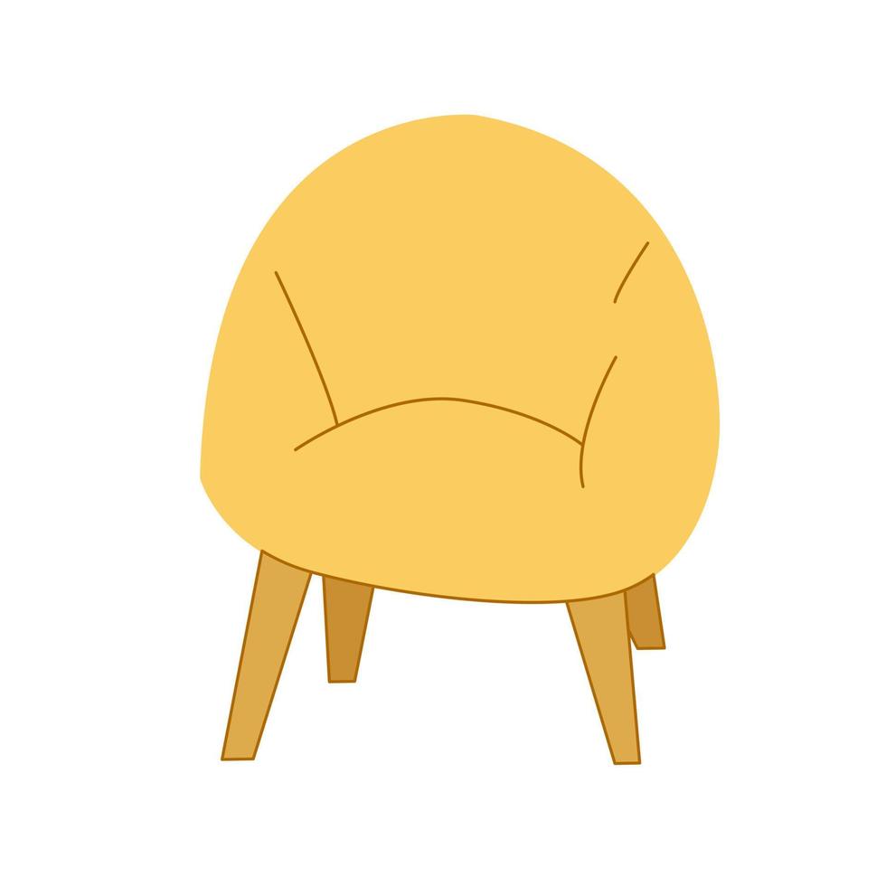ilustración de imágenes prediseñadas aisladas dibujadas a mano de un sillón amarillo moderno vector