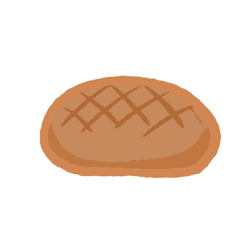 Hand drawn isolated bun bread, cute melon pan vector