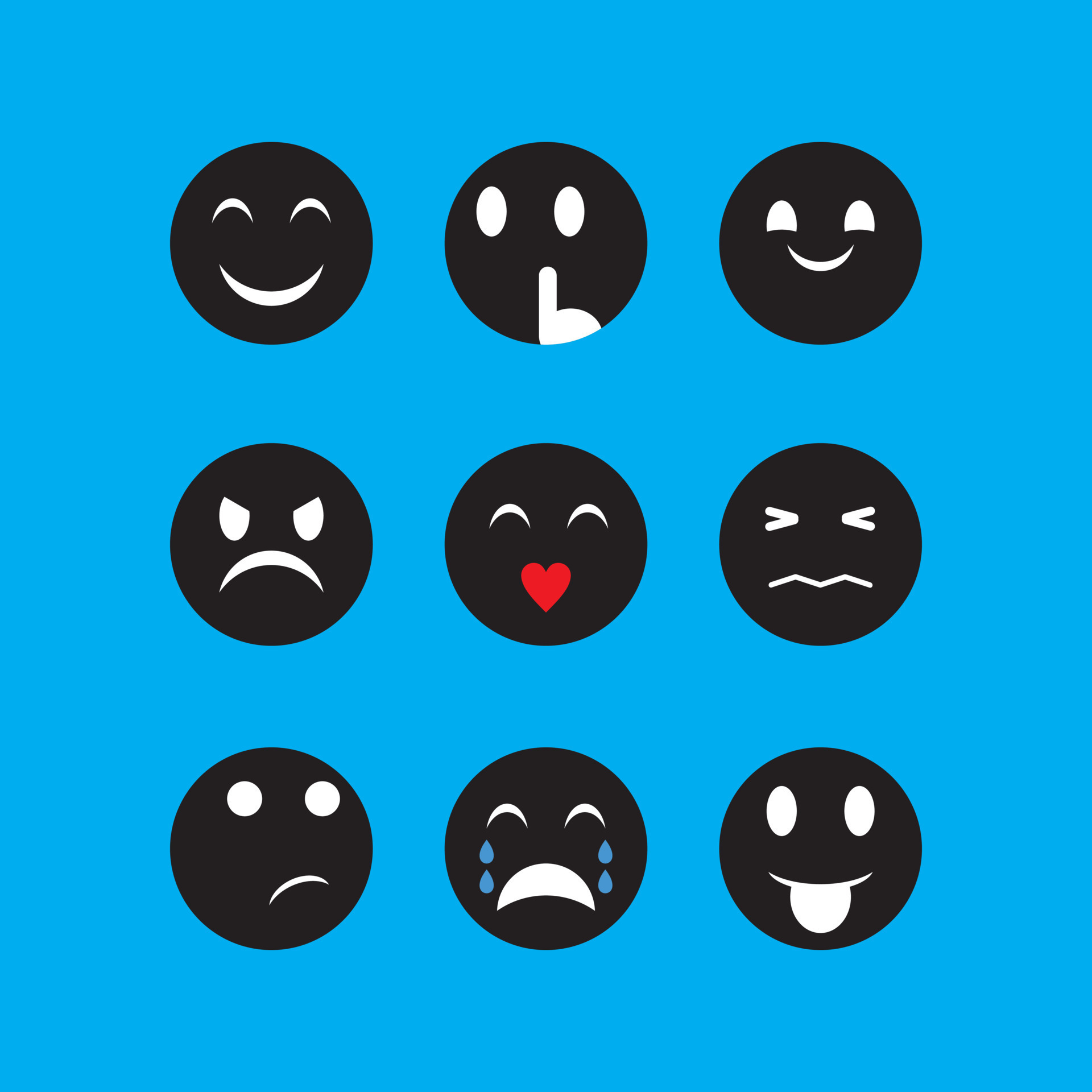 Collection of Vector Black Emoticons 17094517 Vector Art at Vecteezy