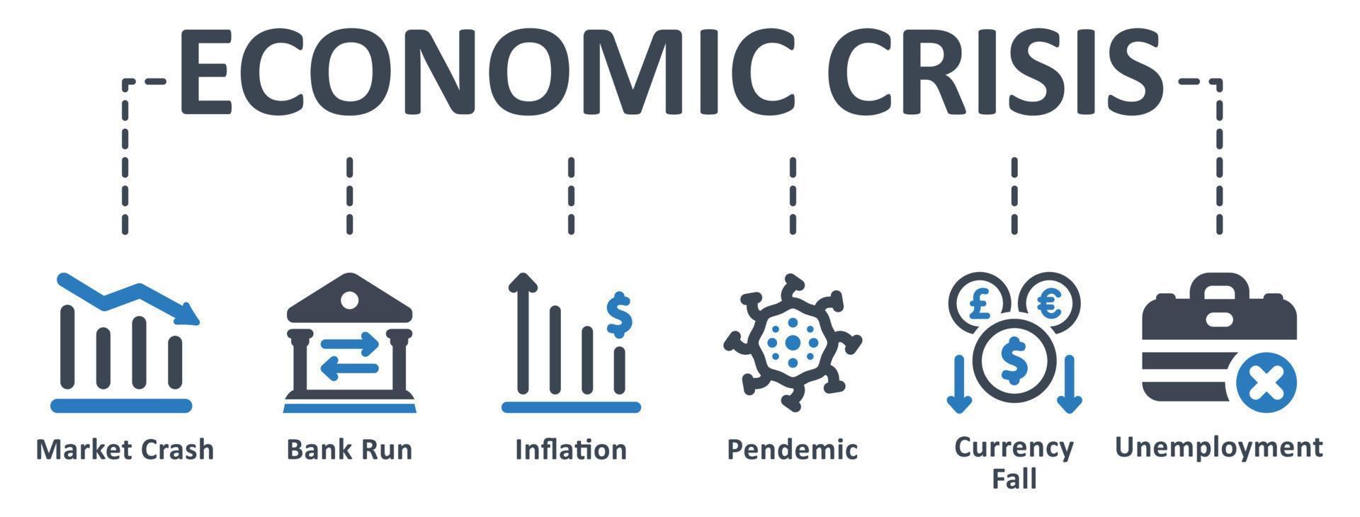 Economic Crisis icon - vector illustration . economic, crisis, market crash, economic bubble, bank run, inflation, currency fall, unemployment, infographic, concept, banner, icon set, icons .