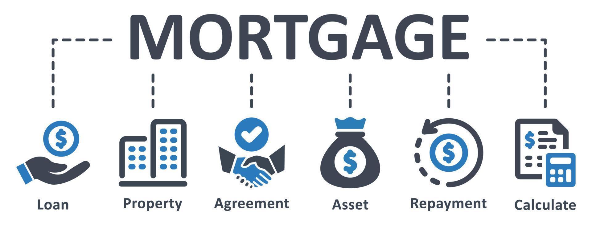 Mortgage icon - vector illustration . mortgage, loan, property, real estate, agreement, asset, repayment, calculate, home, house, infographic, template, concept, banner, pictogram, icon set, icons .
