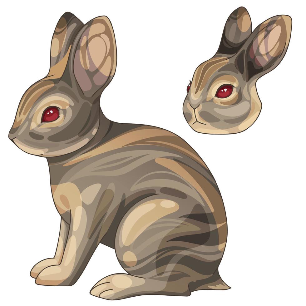 A set of cartoon Christmas drawn animals. Breed of Britannia petite rabbit vector