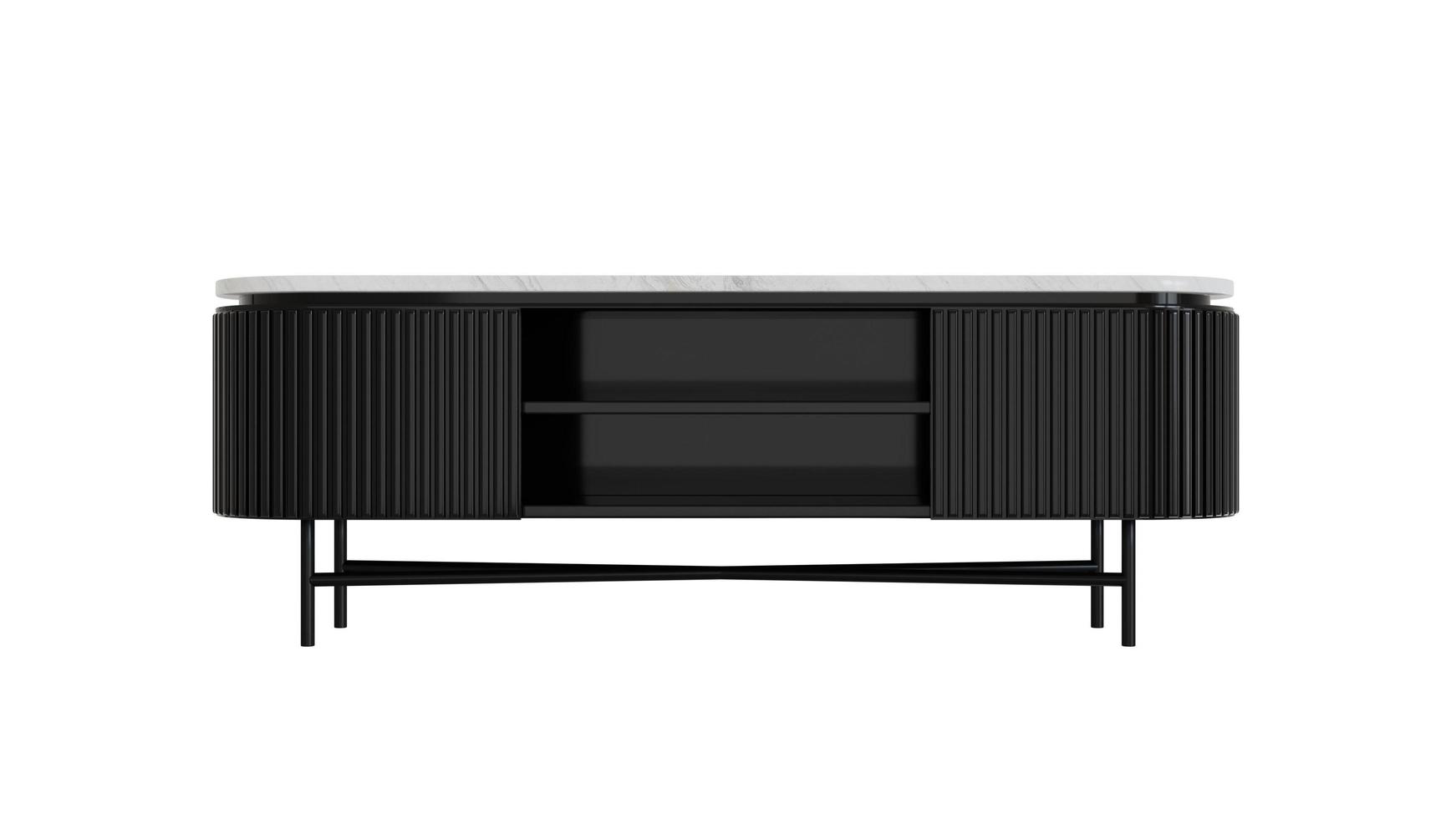 3D rendering Black Cabinet on White Background, Cabinet top with photo