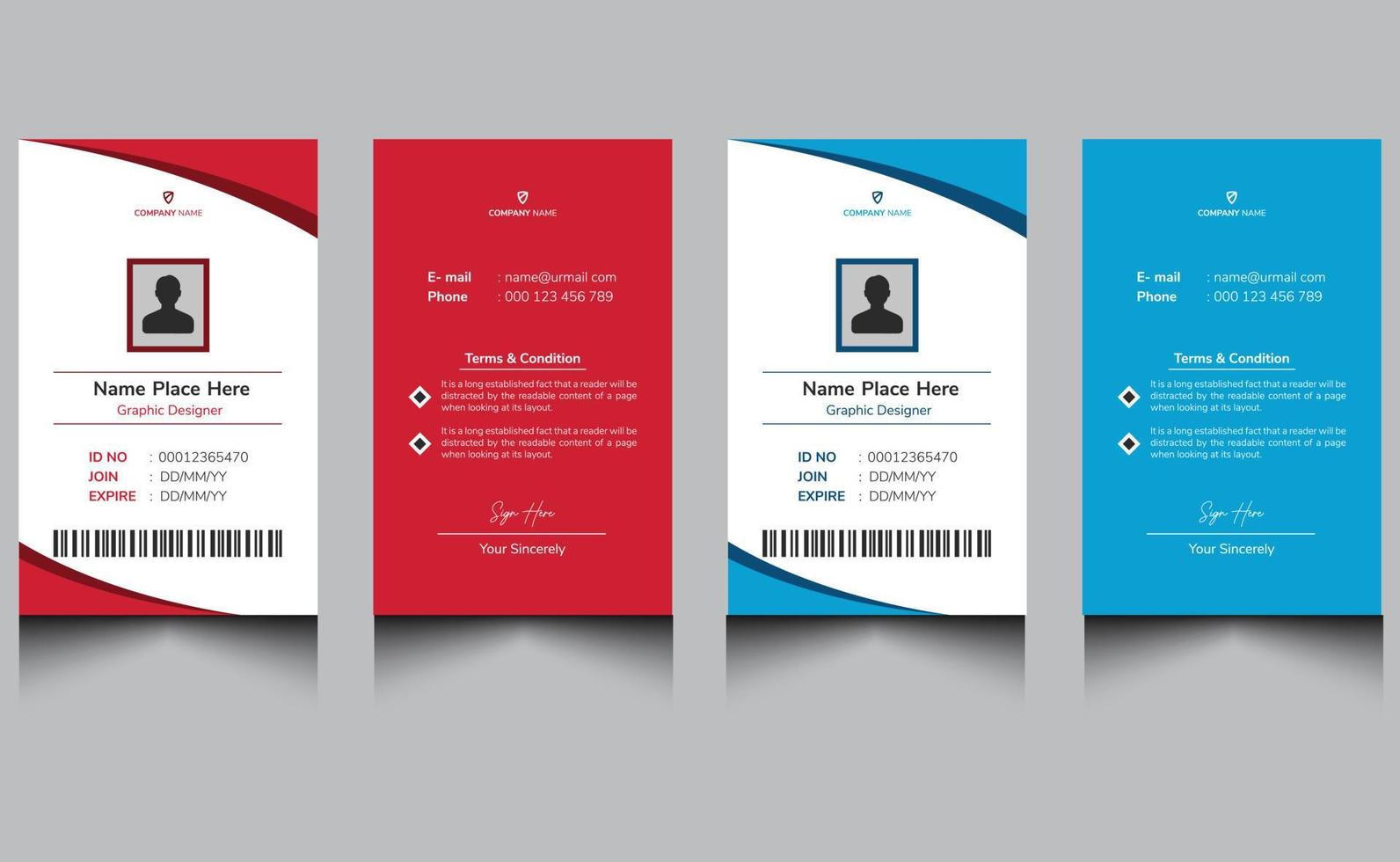 Abstract modern professional company office creative corporate employee identity id card template design vector