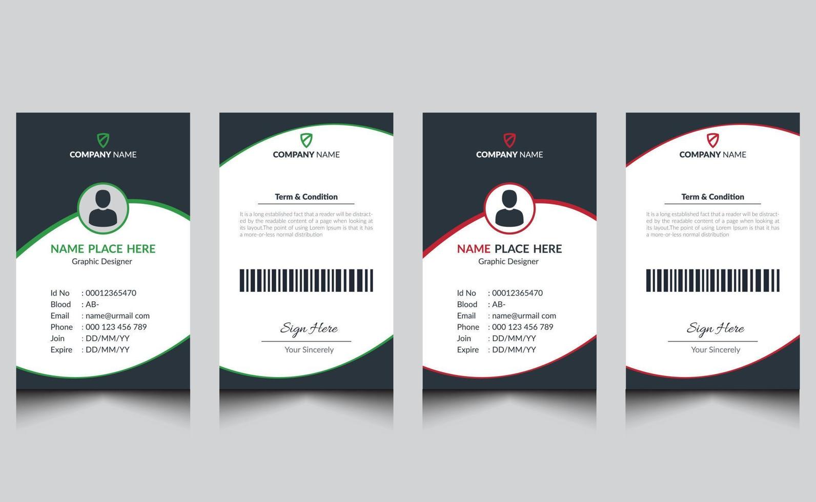 Abstract clean elegant creative modern company corporate professional employee id card template design. vector