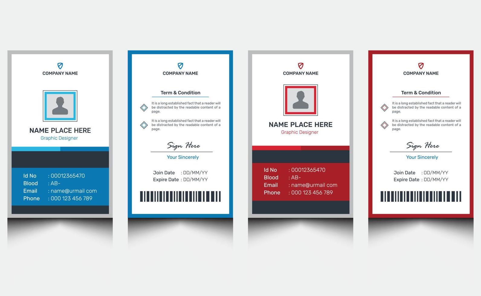 Simple creative modern clean fresh elegant corporate company employee professional identity id card design template vector