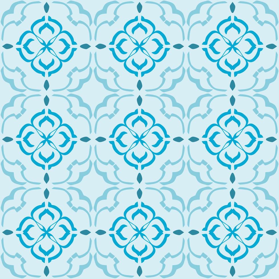 patrón transparente geométrico azul con forma tribal. patrón diseñado en ikat, azteca, marroquí, tailandés, estilo árabe de lujo. ideal para prendas de tela, cerámica, papel pintado. ilustración vectorial vector