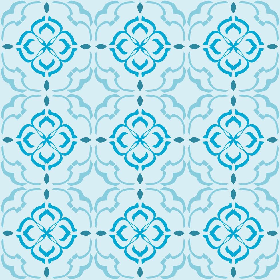 Blue Geometric Seamless Pattern with Tribal Shape. Pattern designed in Ikat, Aztec, Moroccan, Thai, Luxury Arabic Style. Ideal for Fabric Garment, Ceramics, Wallpaper. Vector Illustration.