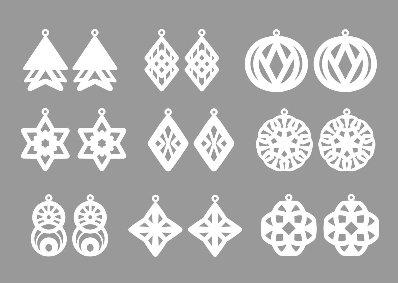 A collection of Earrings templates with geometric and abstract shapes. Isolated stencils pattern suitable for handmade work, laser cutting and printing. Jewelry Template. vector