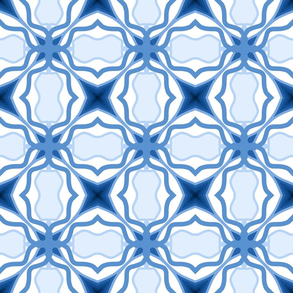 Blue Geometric Seamless Pattern with Tribal Shape. Pattern designed in Ikat, Aztec, Moroccan, Thai, Luxury Arabic Style. Ideal for Fabric Garment, Ceramics, Wallpaper. Vector Illustration.