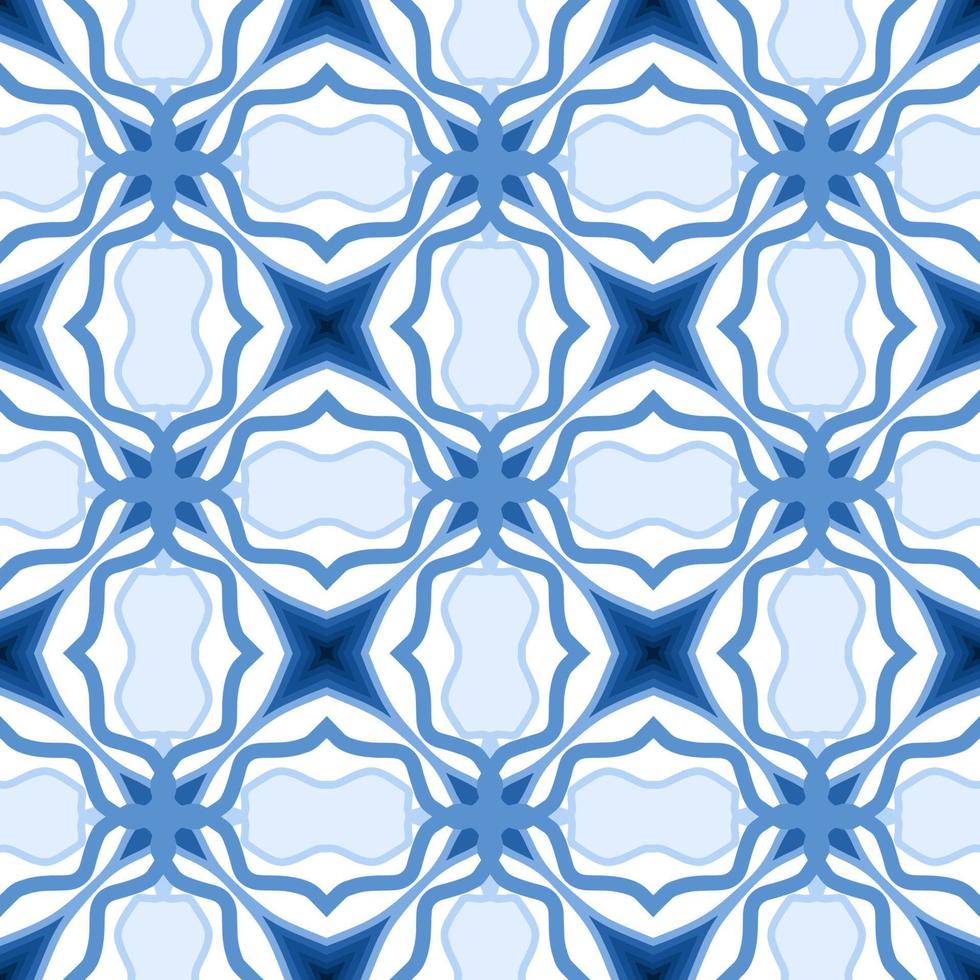 Blue Geometric Seamless Pattern with Tribal Shape. Pattern designed in Ikat, Aztec, Moroccan, Thai, Luxury Arabic Style. Ideal for Fabric Garment, Ceramics, Wallpaper. Vector Illustration.