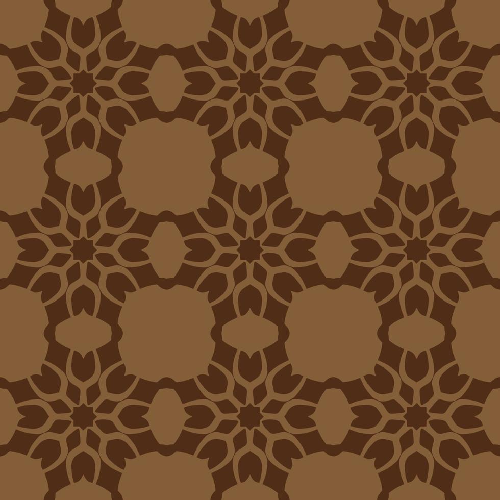 Brown Geometric Seamless Pattern with Tribal Shape. Pattern designed in Ikat, Aztec, Moroccan, Thai, Luxury Arabic Style. Ideal for Fabric Garment, Ceramics, Wallpaper. Vector Illustration.