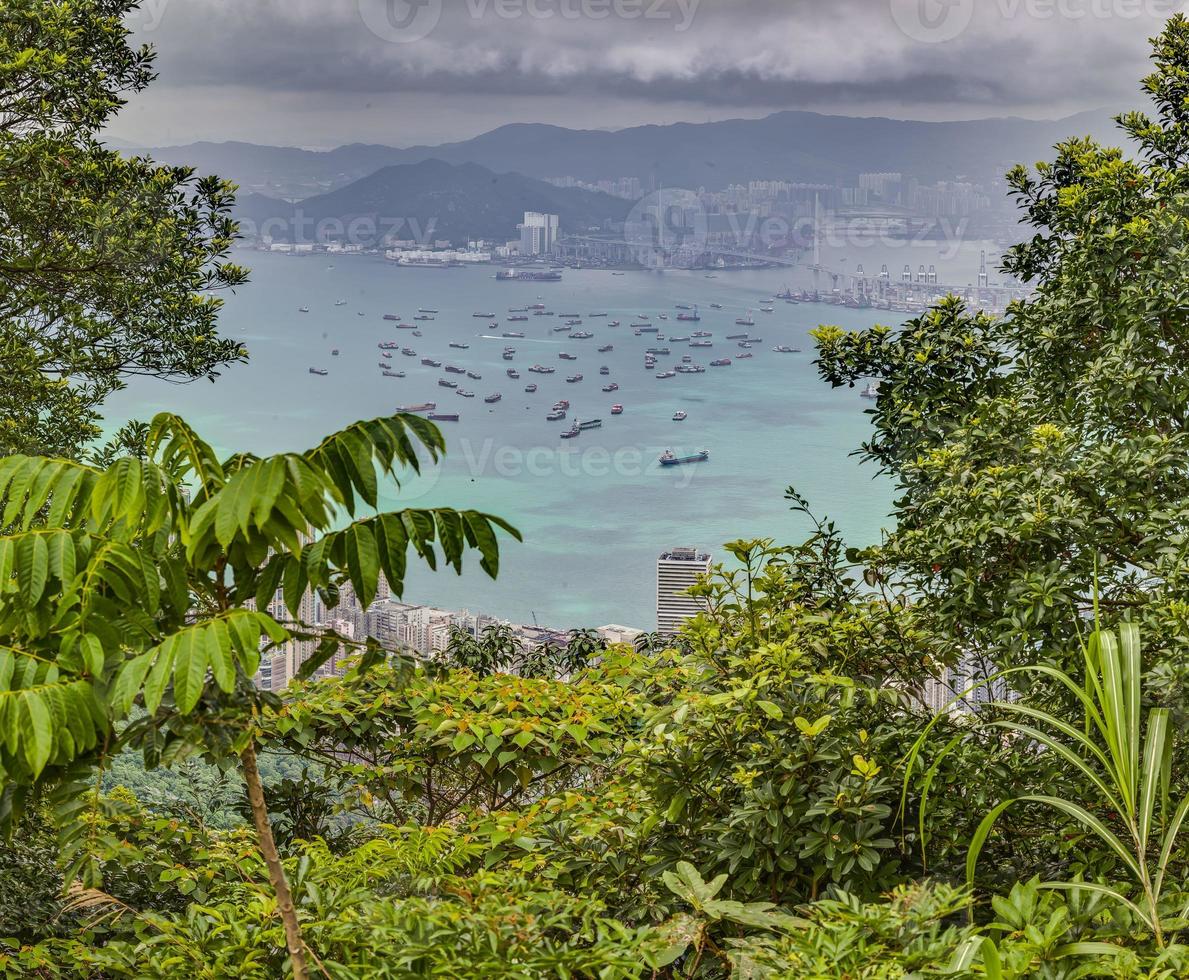 Panoramic picture over Hongkong bsay from Mount High West Viewing Point photo