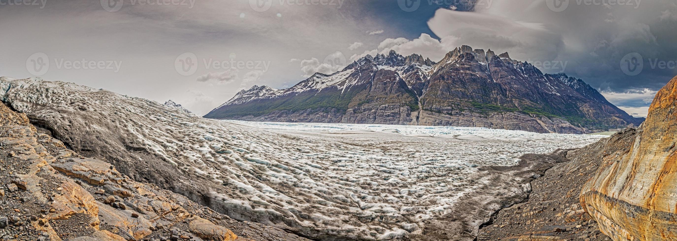 Panoramic picture of Grey glacier in Torres del Paine National Park in chilean part of Patagonia photo