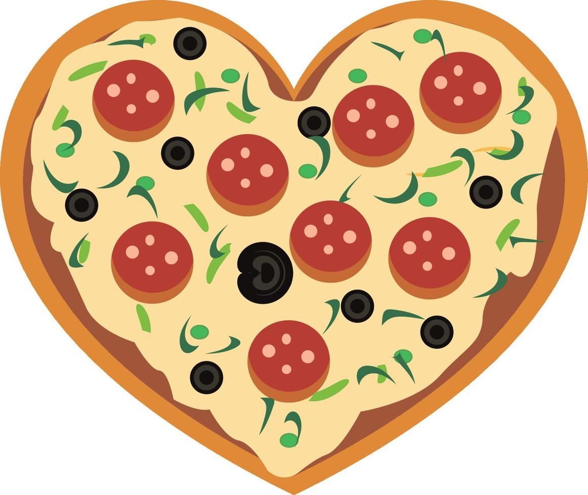 heart pizza it could be gift for valentine's day vector