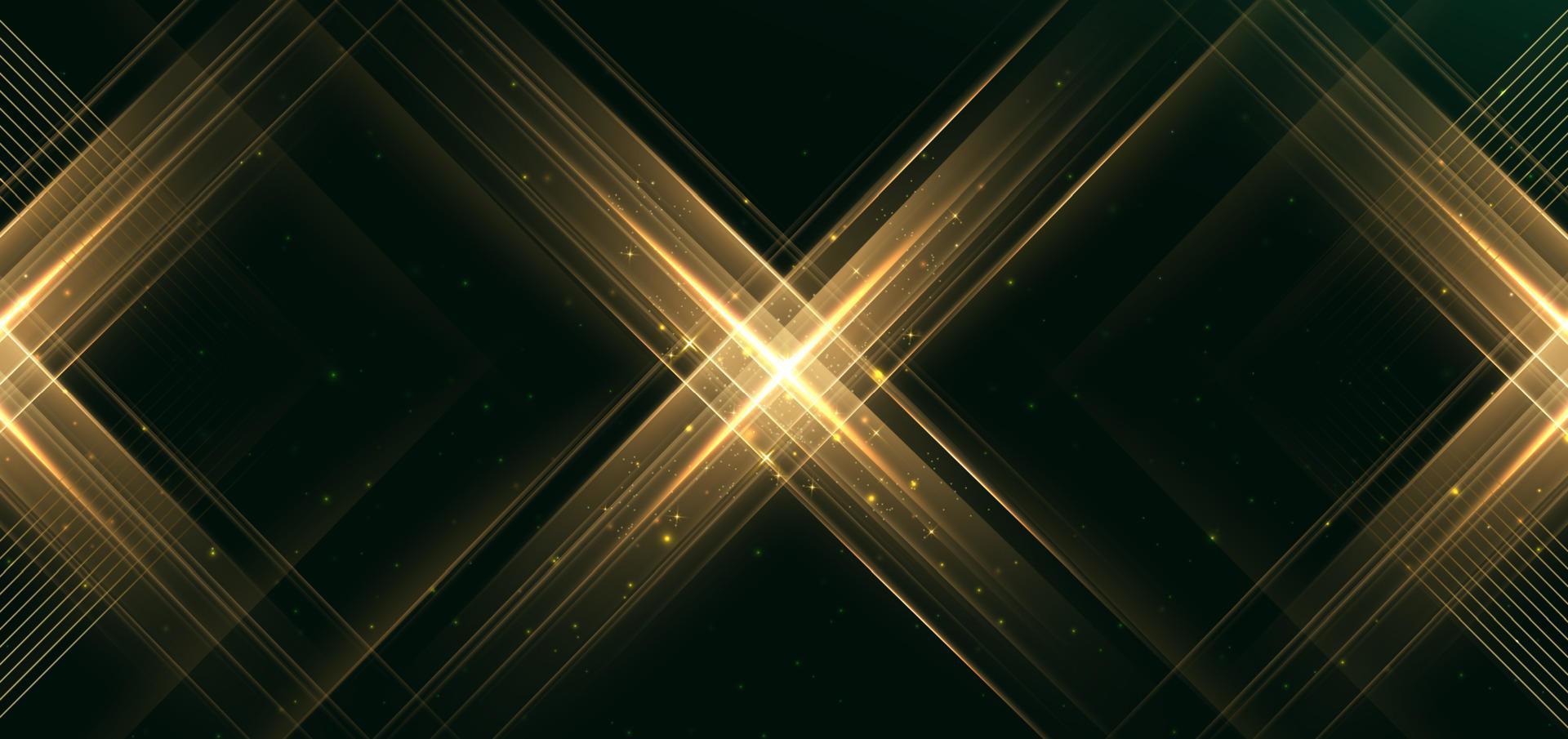 Abstract luxury golden lighting effect glowing on dark green background with lighting effect sparkle. vector