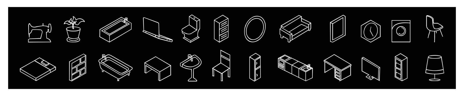 Simple Set of Furniture Related Vector Line Icons.,Contains such Icons  Bed, Sofa and more.