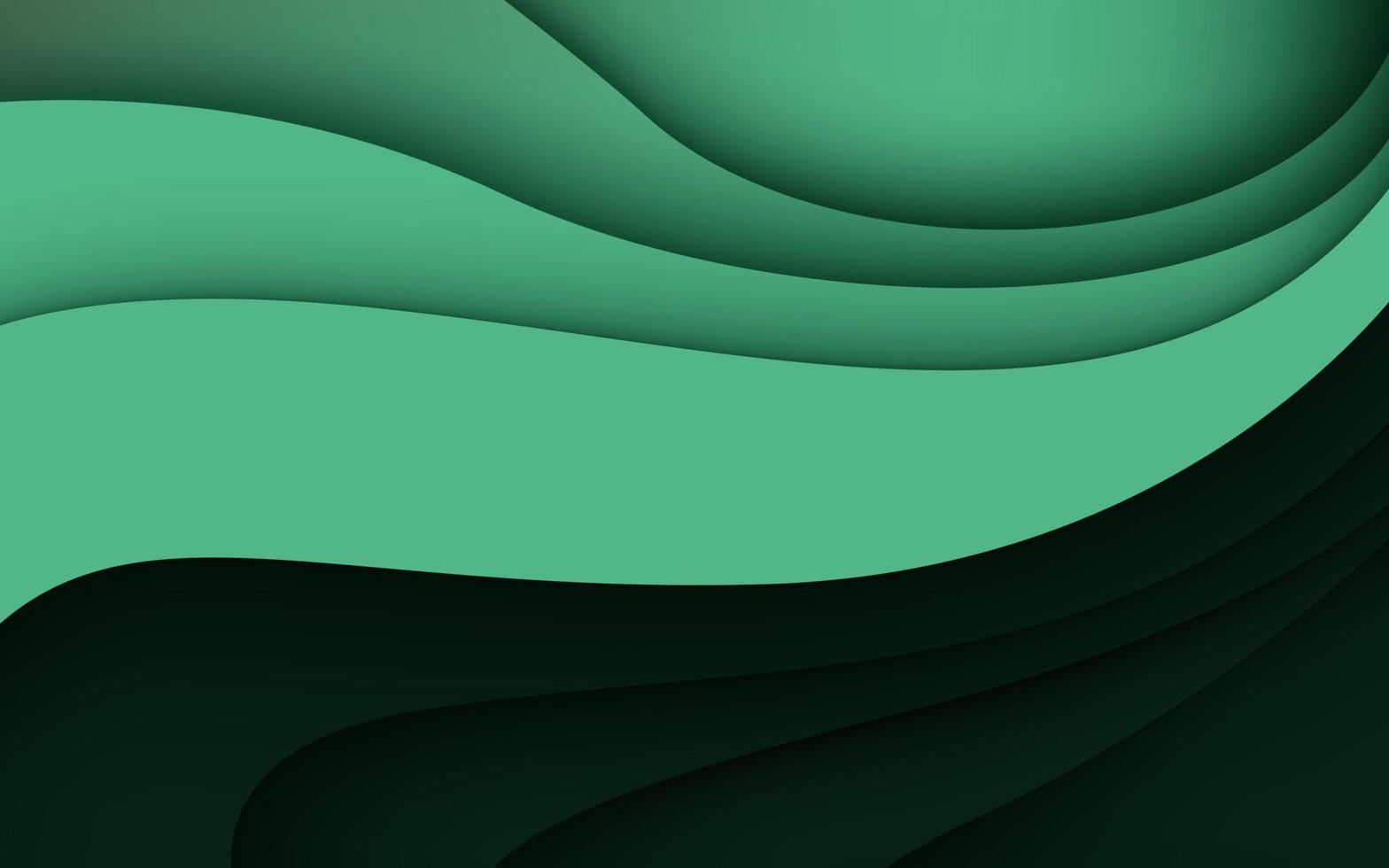 capas de corte de papel 3d de textura verde de múltiples capas en banner de vector degradado. diseño de fondo de arte de corte de papel abstracto para plantilla de sitio web. concepto de mapa topográfico o corte de papel de origami suave