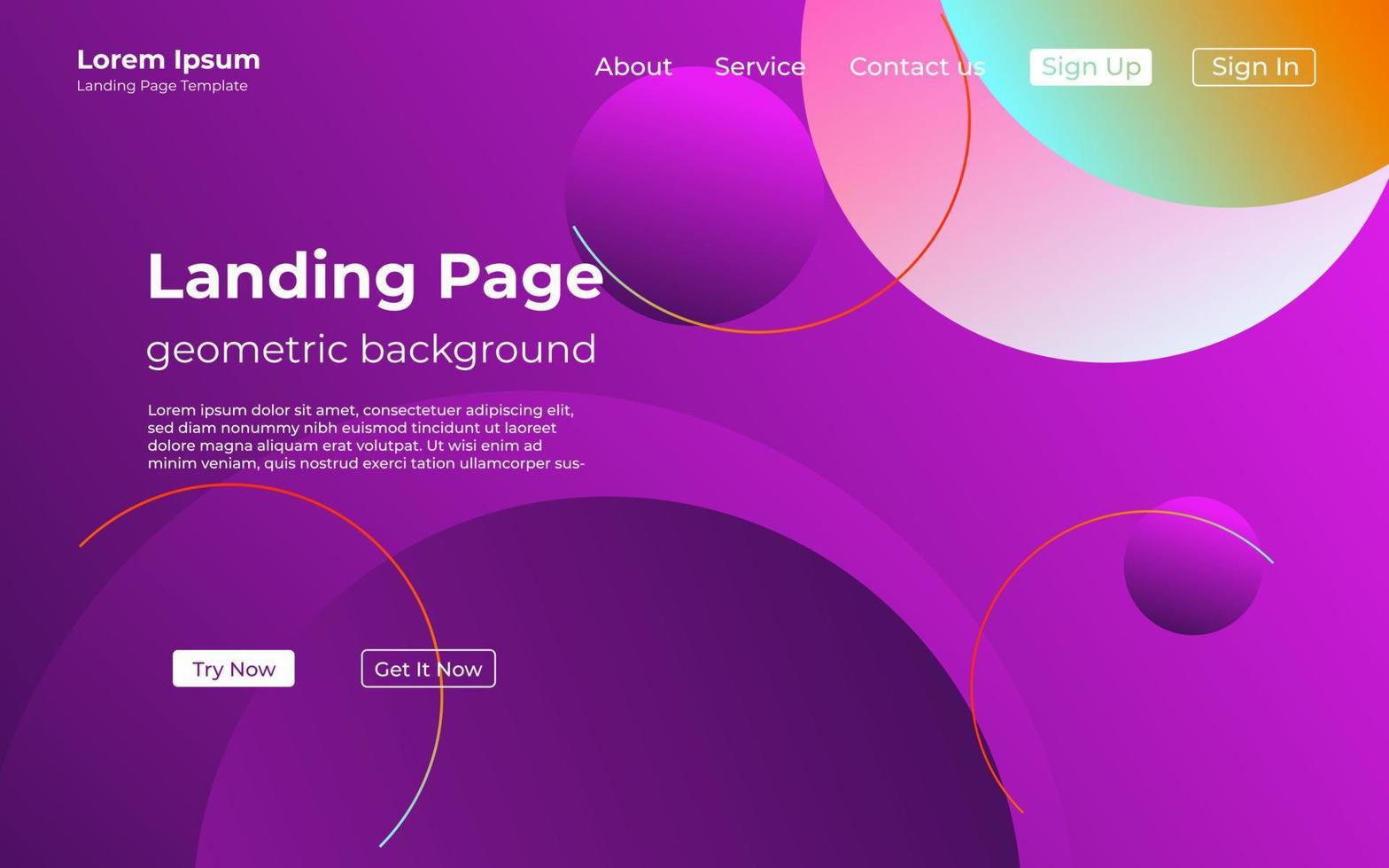 abstract creative purple colorful geometric landing page background. trendy gradient shapes composition. Eps10 vector. vector