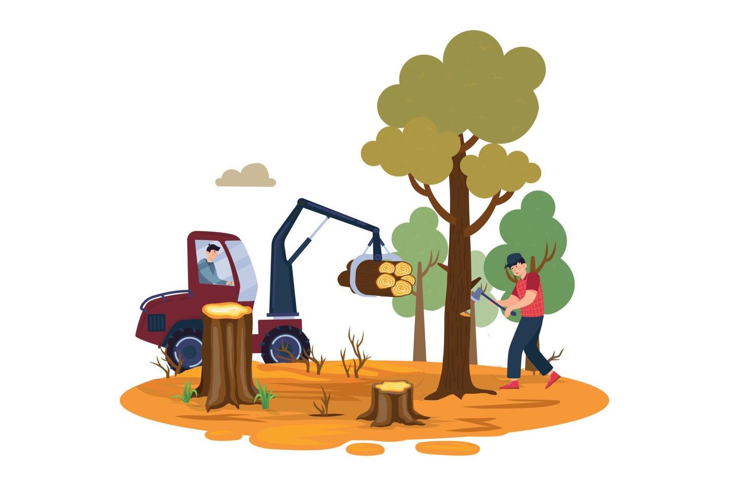 Forest Cutting Illustration concept on white background vector