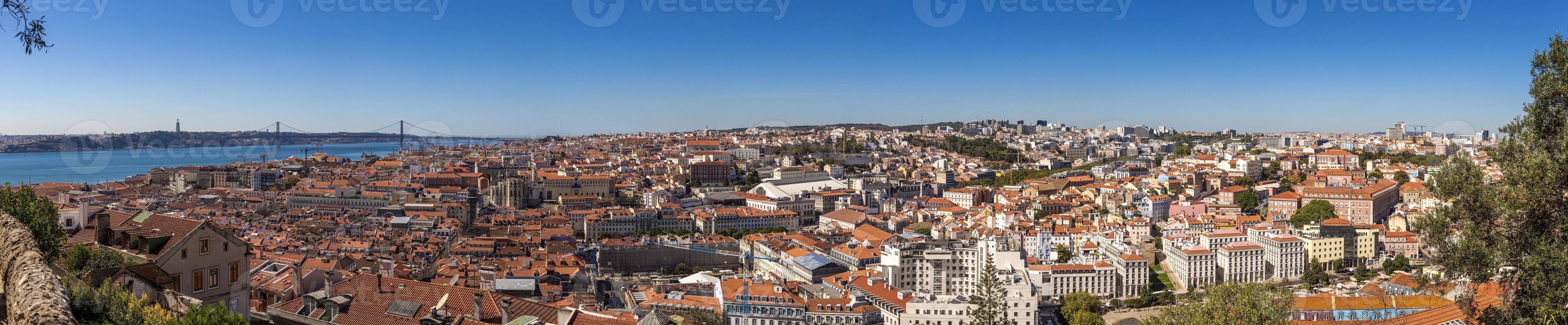 Aerial panoramic view over Lisbon from Castelo de Sao Jorge in summer photo