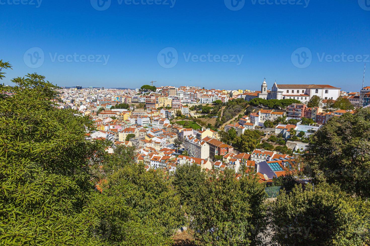 Aerial panoramic view over Lisbon from Castelo de Sao Jorge in summer photo
