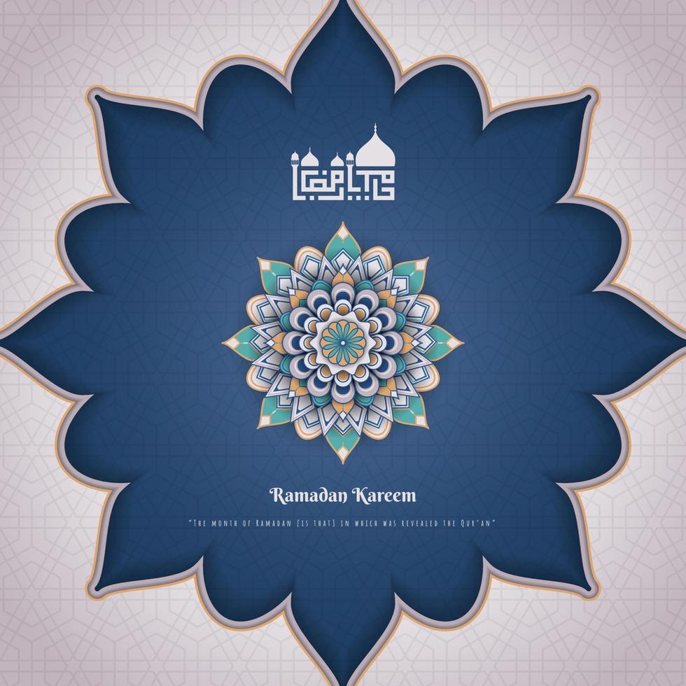 Blue and white Background with mandala design for ramadan or eid template design vector