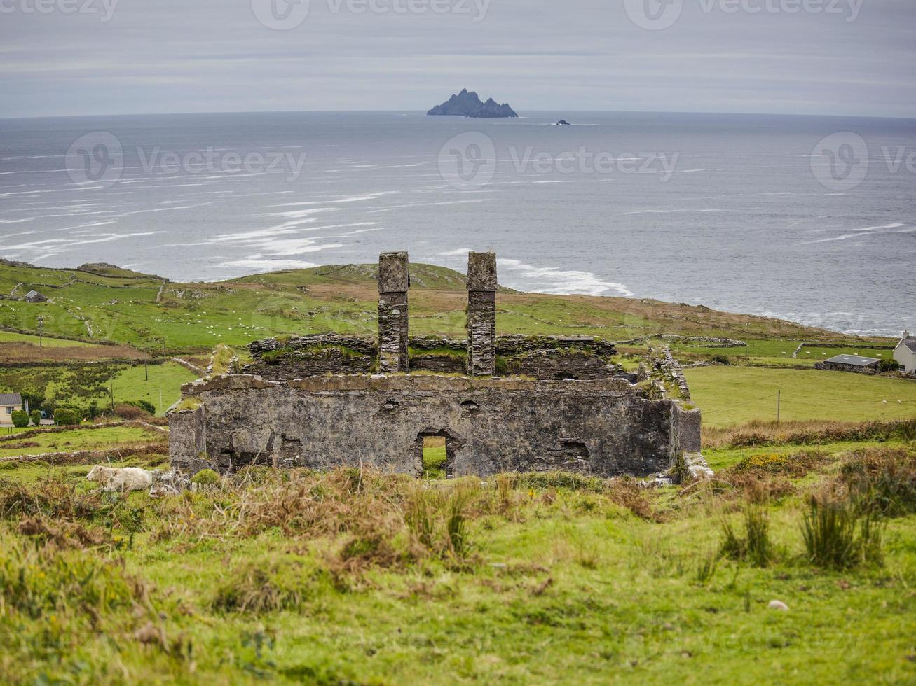 Dilapidated stone building in Irish countryside region during daytime photo