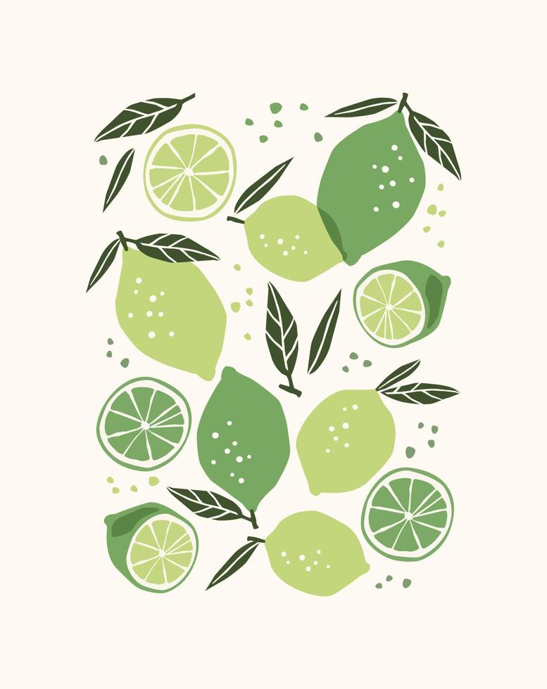 Art print. Abstract limes. Modern design for posters, cards, cover, t shirt and other vector