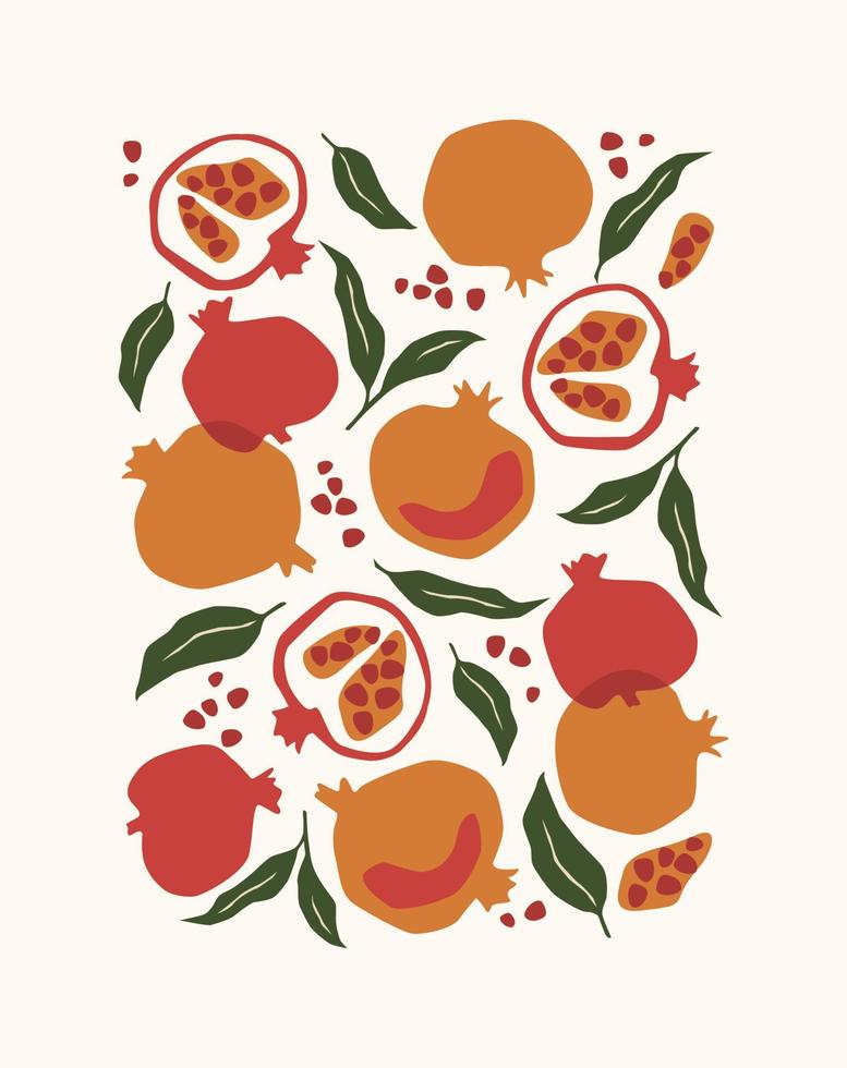 Art print. Abstract pomegranate. vector