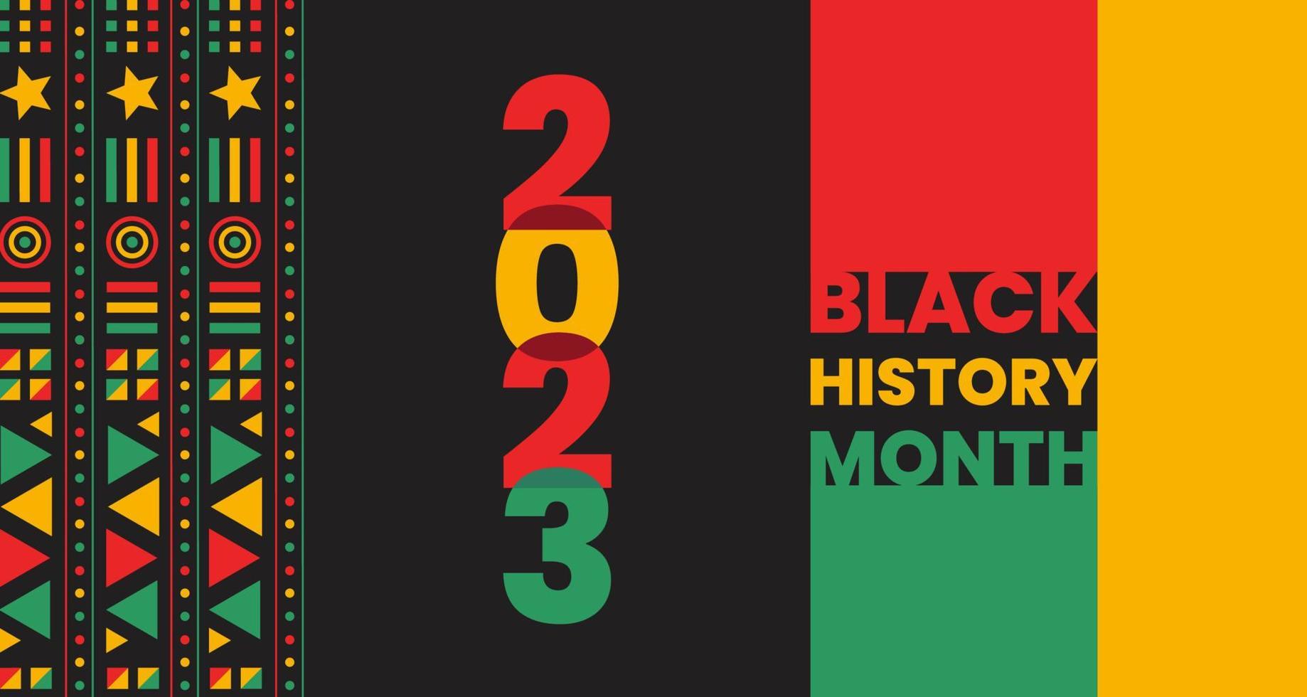 black history month 2023 text background. black history month background. African American History or Black History Month. Celebrated annually in February in the USA and Canada.  2023 typography vector