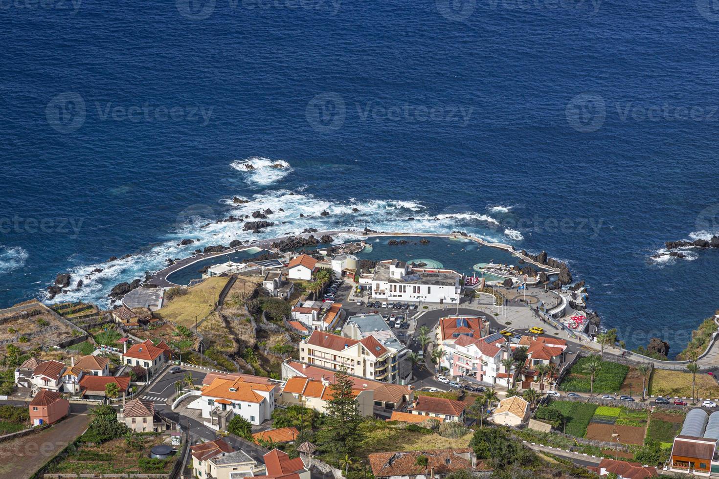 View on the village of Porto Moniz on the Portugese island of Madeira in summer photo